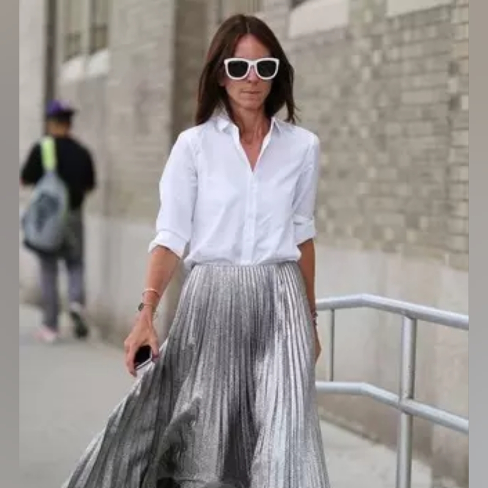 Alexis Shimmer Pleat Maxi Skirt in Champaign - Picture 4 of 5